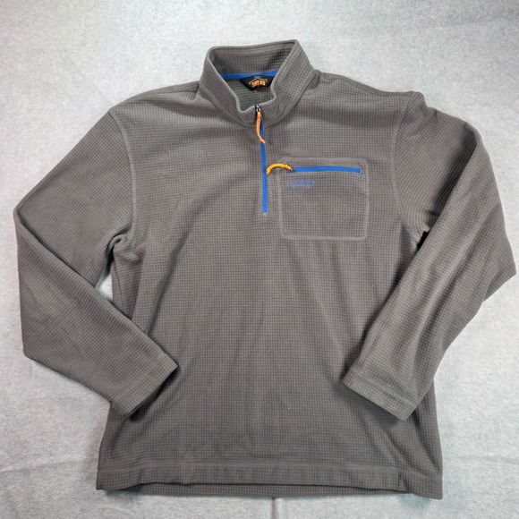 Orvis Trout Bum Pullover Mens XL Grey Grid Fleece 1/4 Zip Outdoor Layering